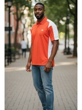 IZOD Orange White Golf Polo Advantage Performance Natural Stretch Men's M